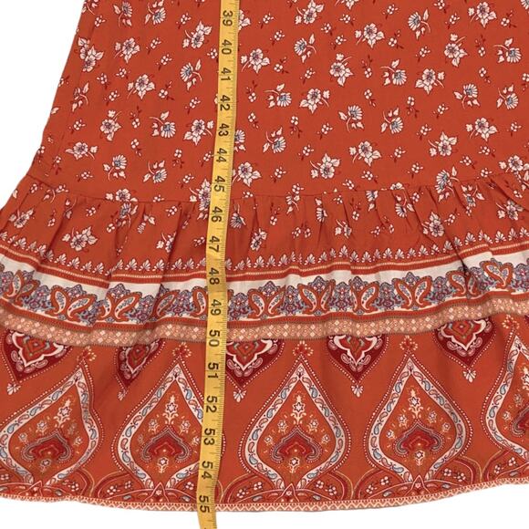 Medium Fall Maxi Dress Long Boho Medium Wrap Dress Cottage Prairie Orange Dress - Picture 15 of 16